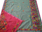 Grey & Pink Design Bangladeshi Pure Cotton Kathiawari Sarees