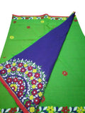 Green & Blue Design Bangladeshi Pure Cotton Kathiawari Sarees
