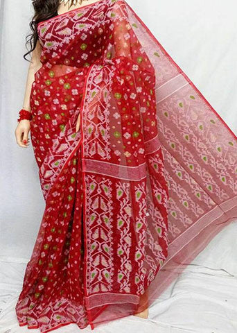 Red Dhakai Jamdani Sarees