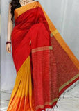 Red & Yellow Mahapar Pure Cotton Silk Sarees