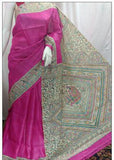 Pink Pure Silk Mark Certified Tussar Silk Madhubani Sarees