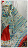 Red Pure Silk Mark Certified Tussar Silk Madhubani Sarees