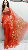 Light Red Pure Silk Mark Certified Muslin Sarees Get Extra 10% Discount on All Prepaid Transaction