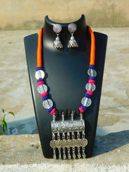 Orange & Pink ,Blue German Silver Jewellery
