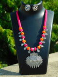 Pink & Orange German Silver Jewellery