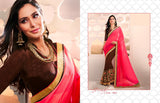 Kalista Fancy Peach & Brown Georgette Sarees