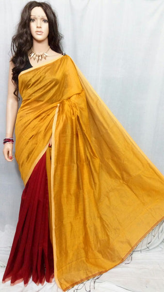 Yellow & Red Pure Cotton Silk Sarees