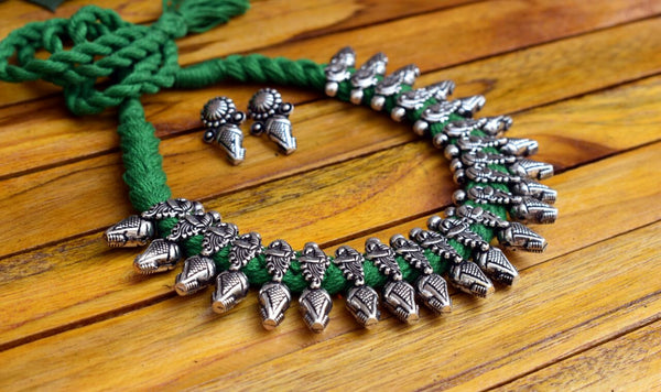 Buy Antique Jewelry Indian Jewelry German Silver Necklace Set Handmade  Oxidized Jewelry, Heavy Necklace Boho Tribal Ethnic Oxidized Jhumka Online  in India - Etsy