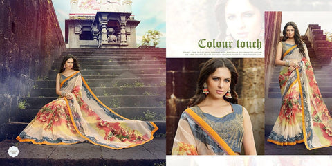 OffWhite Net Sarees Get Extra 10% Discount on All Prepaid Transaction