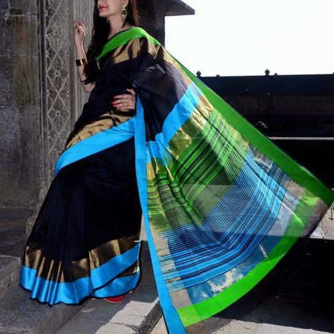 Black Maheshwari Silk Sarees