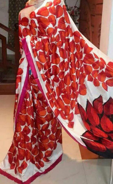 Red Pure Silk Mark Certified Murshidabad Silk Sarees