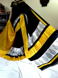 Yellow & Black Pure Silk Mark Certified Murshidabad Silk Sarees