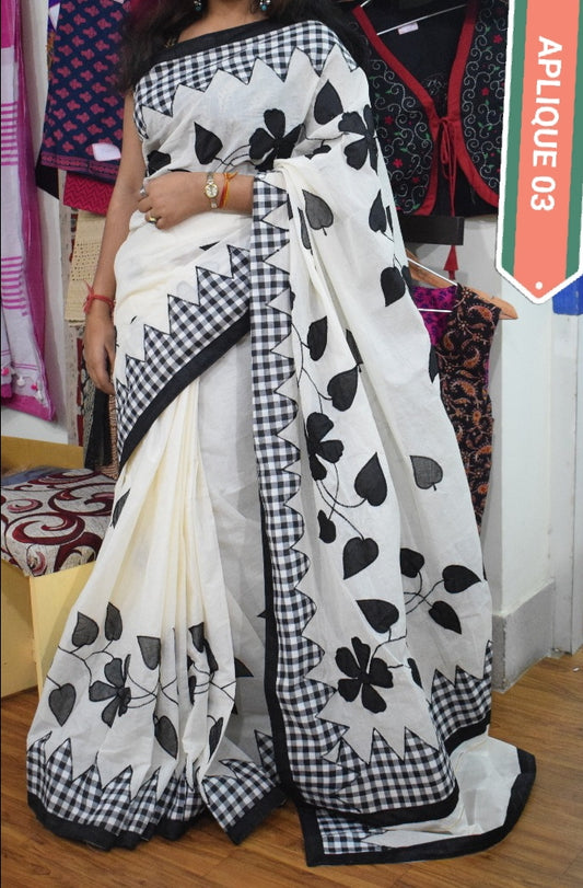 White Applique Sarees