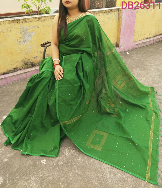 Green Pure Cotton Handloom Sarees