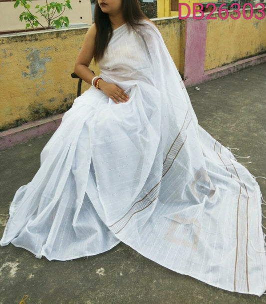 White Pure Cotton Handloom Sarees