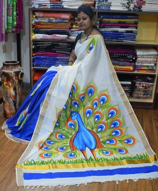 White Kerala Pure Cotton Sarees