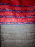 Red & Gray  Zari Border Pure Silk Mark Certified Tussar Silk Sarees