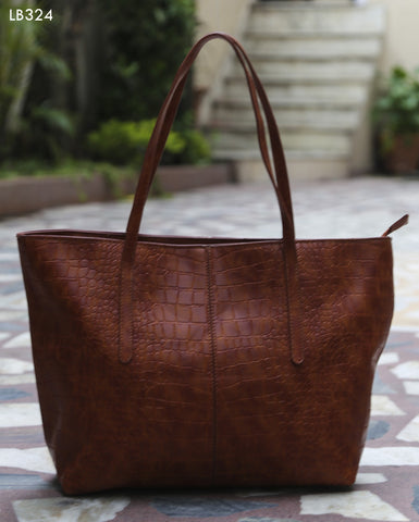 Brown Croc Design Totes Get Extra 10% Discount on All Prepaid Transaction