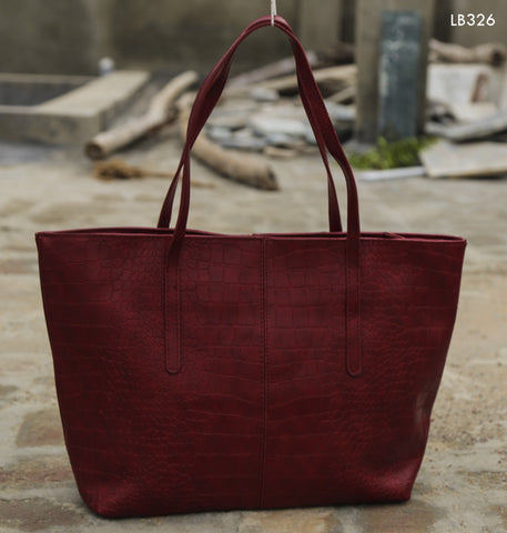 Maroon Croc Design Tote Bag