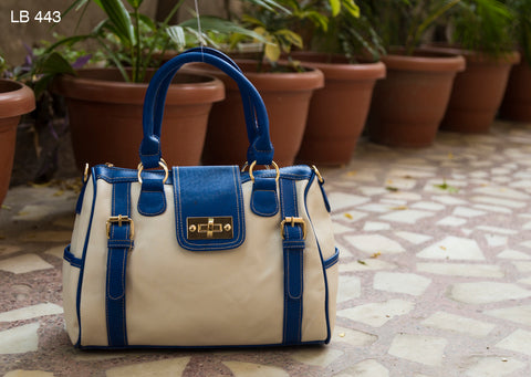 Blue Cream Hand Bags Get Extra 10% Discount on All Prepaid Transaction