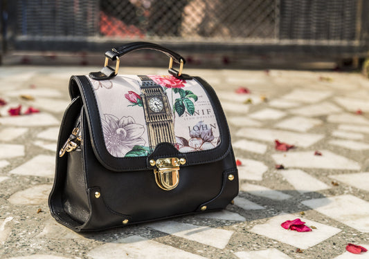 Black London Floral Sling Hand Bags