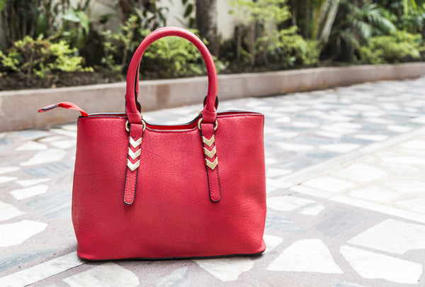 Red Soft Leathered Arrow Hand Bags