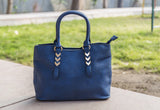 Blue Soft Leathered Arrow Hand Bags