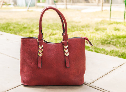 Maroon Soft Leathered Arrow Hand Bags