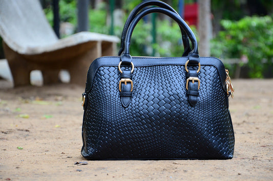 Black Metallic Crock Handheld Hand Bags