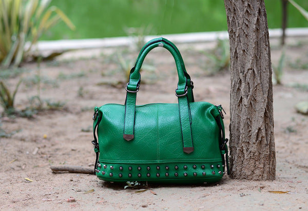 Green Studded Duffle Hand Bags