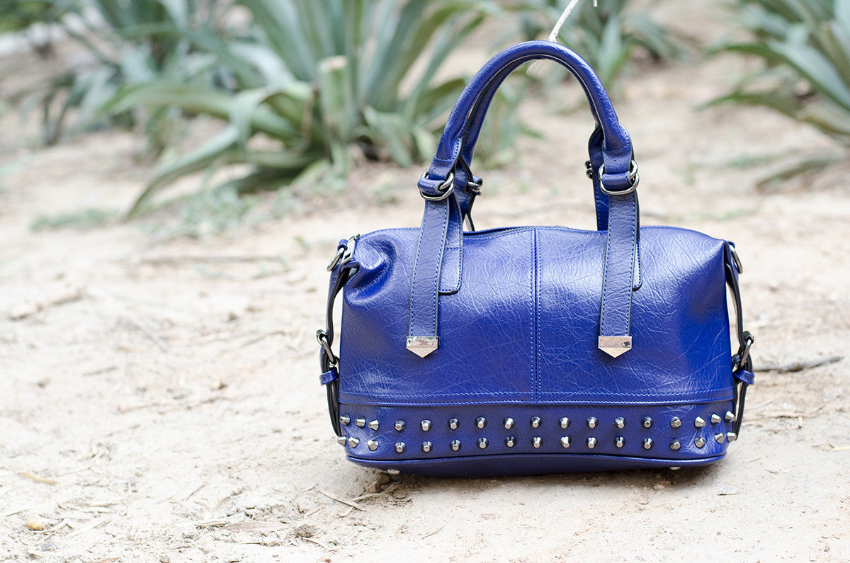 Blue Studded Duffle Hand Bags