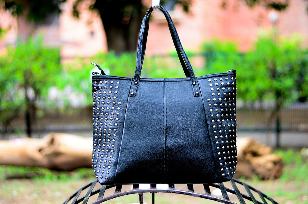 Black Studded Totes Get Extra 10% Discount on All Prepaid Transaction
