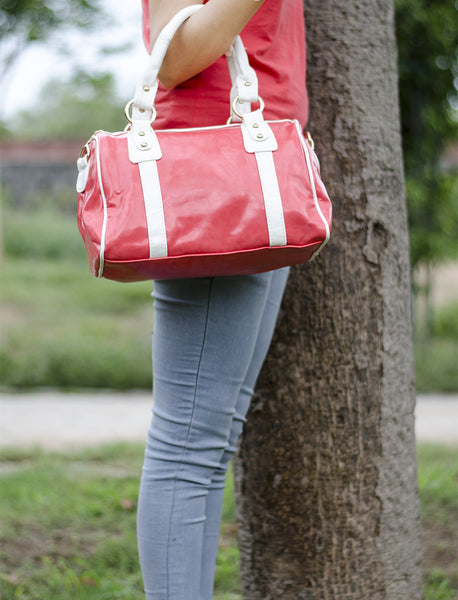Red Glossy Duffle Hand Bags