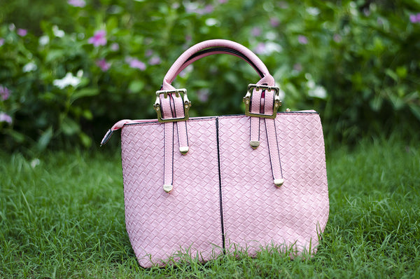 Pink Checkerd Handheld Hand Bags