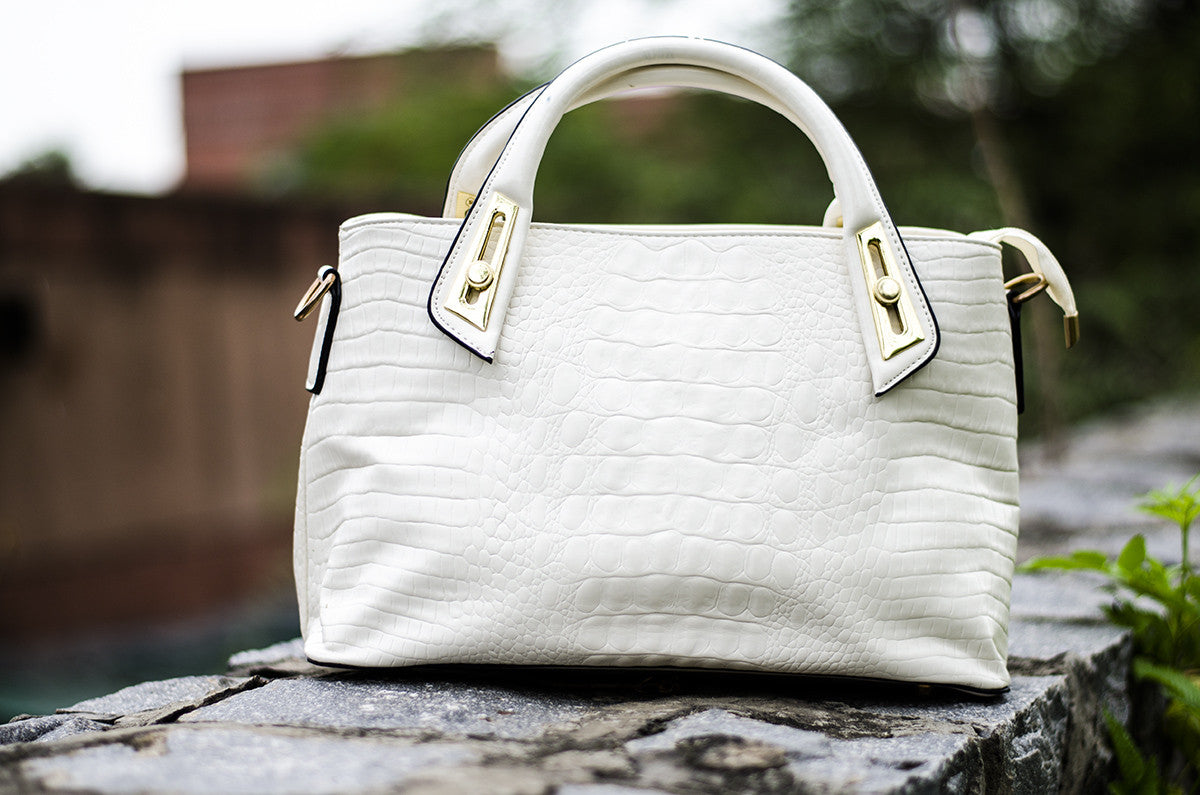 White Glossy Crock Hand Bags