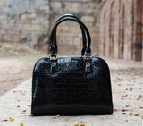 Black Big Croc Glossy Hand Bags - Dailybuyys