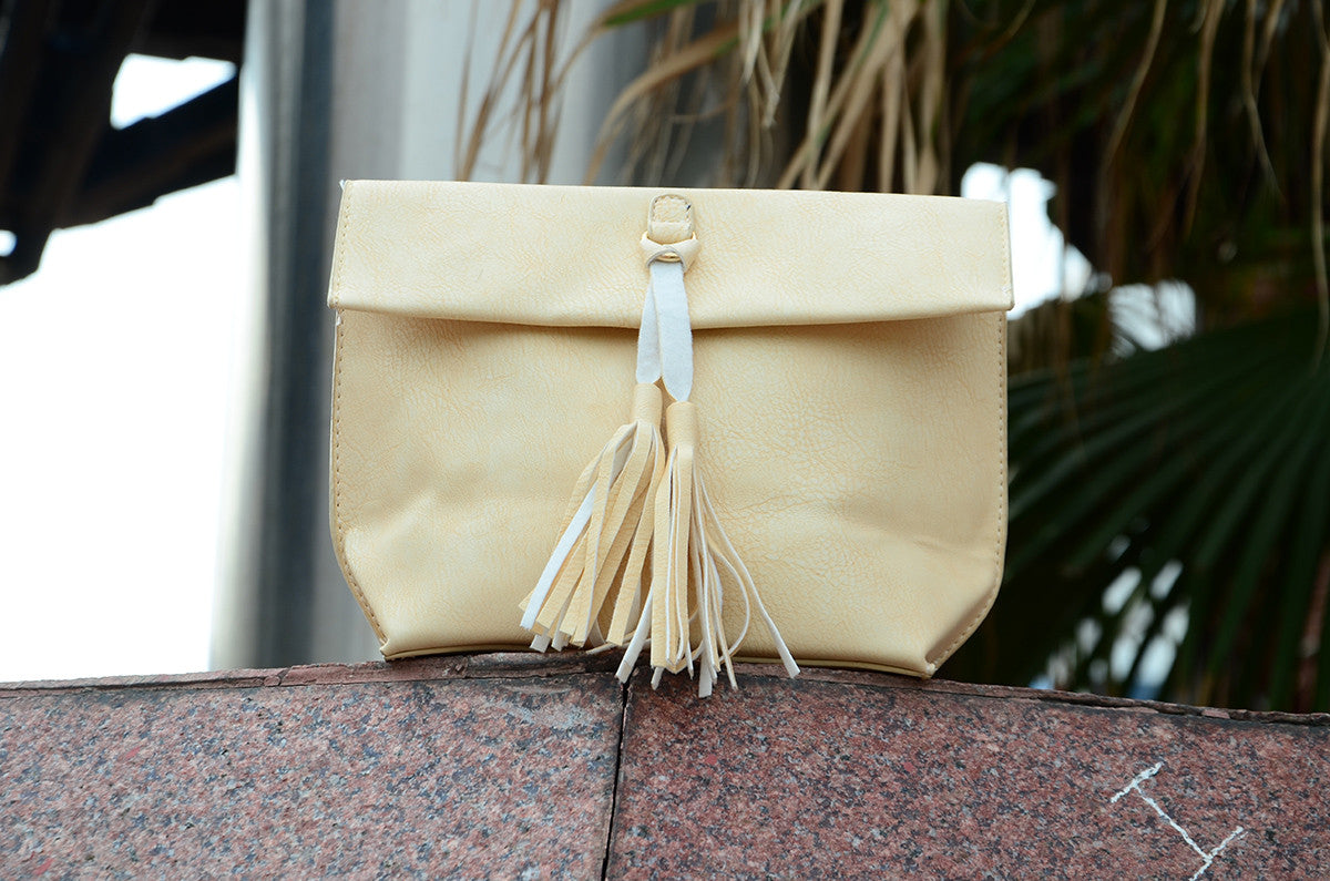 Cream Soft Flap Sling Hand Bags