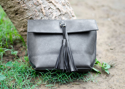 Grey Soft Flap Sling Hand Bags