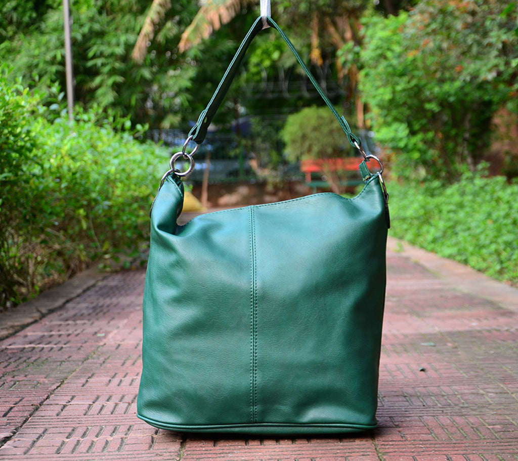 Green Soft Leather Hobo Hand Bags