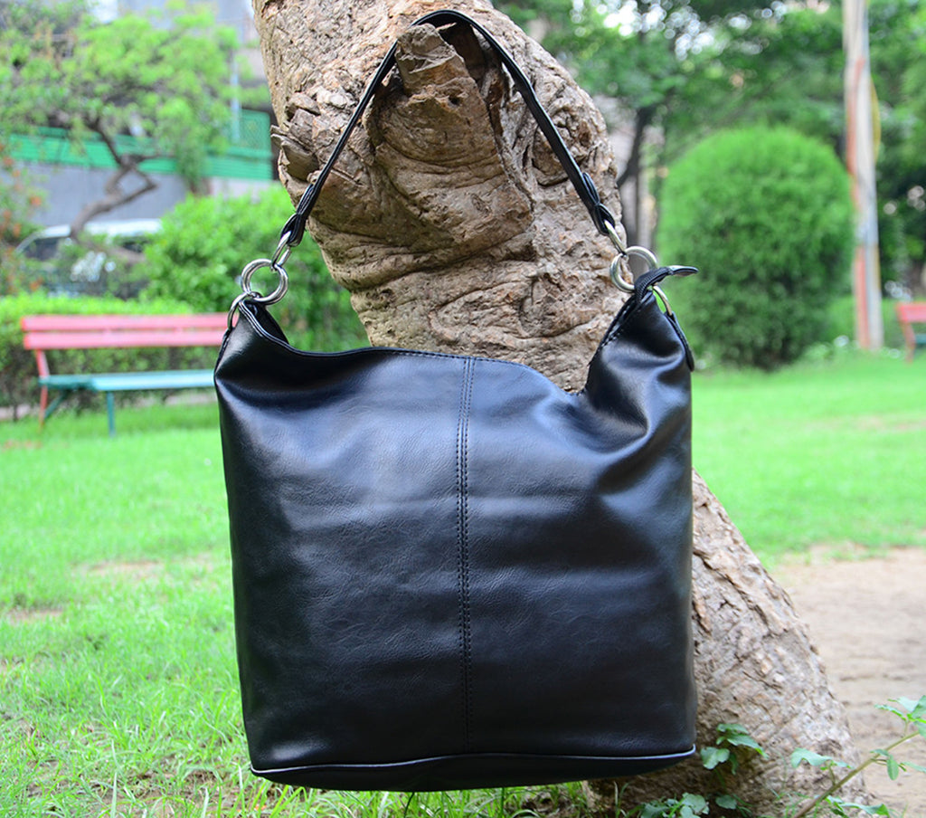 Black Soft Leather Hobo Hand Bags