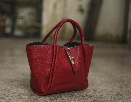 Maroon V-Shaped Bag-in-Bag Hand Bags