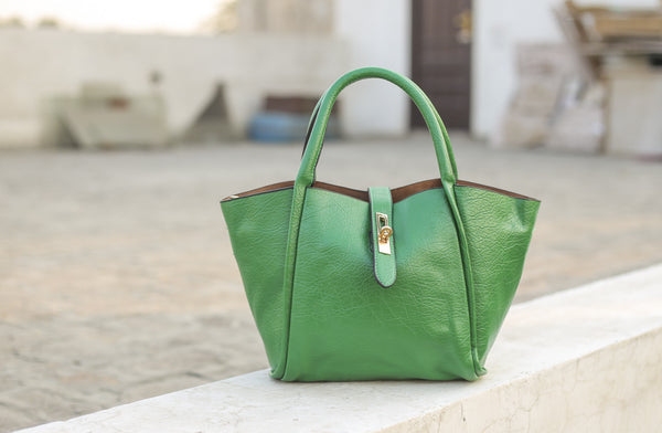 Green V-Shaped Bag-in-Bag Hand Bags