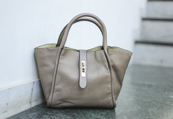 Grey V-Shaped Bag-in-Bag Hand Bags
