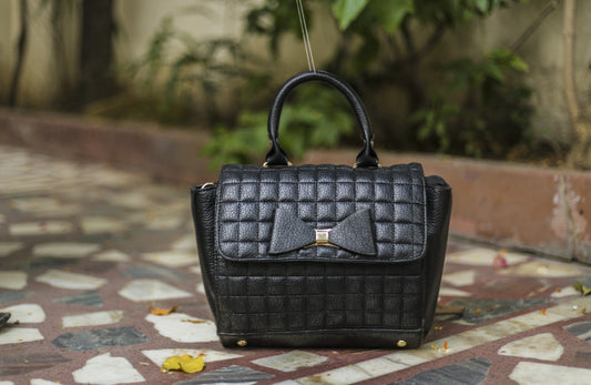 Black Bow Design Brick Sling Hand Bags