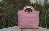Pink Oval Handheld Hand Bags