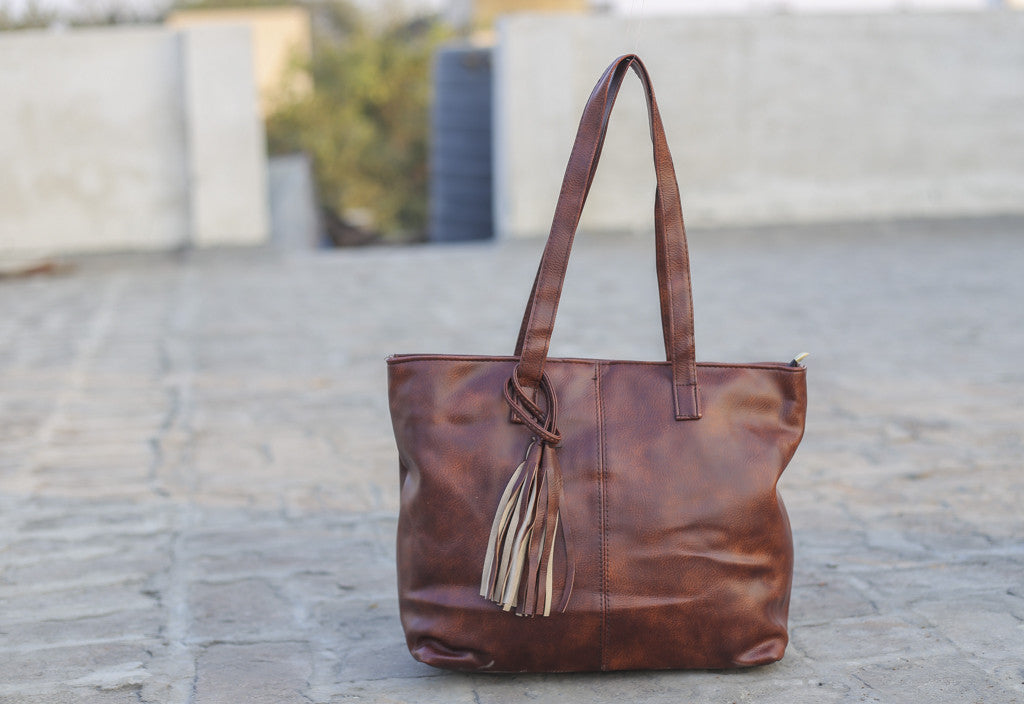 D Brown Simple Bag-in-Bag Hand Bags