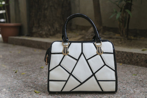 White Glossy Handheld Hand Bags