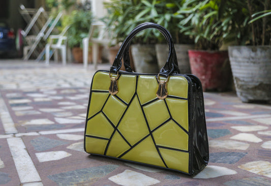 Lemon Glossy Handheld Hand Bags