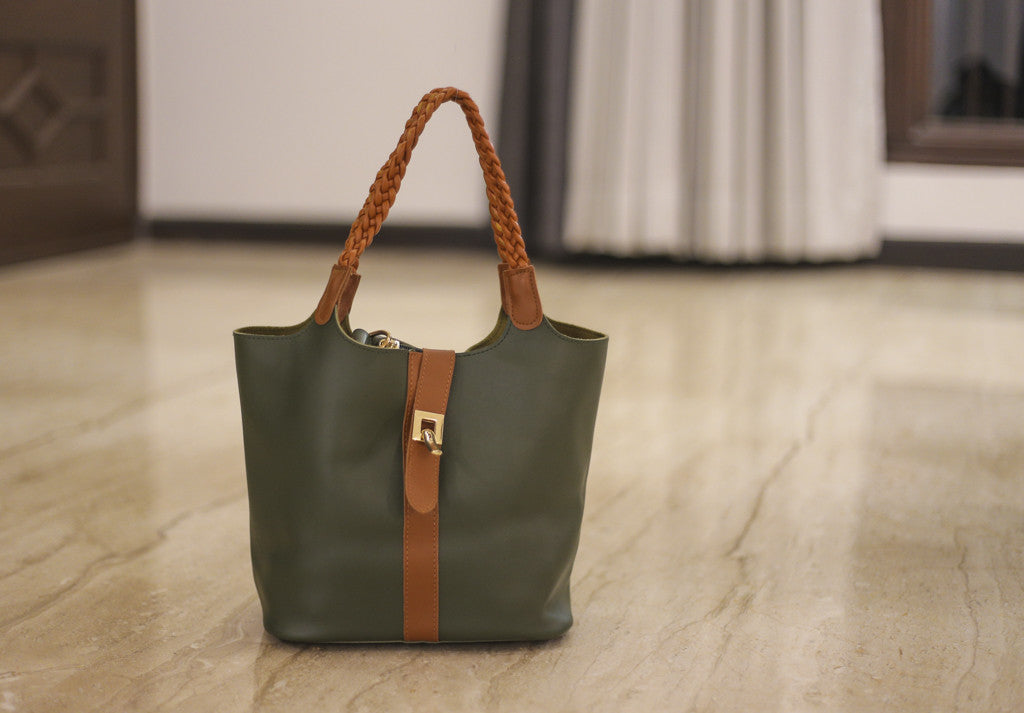 Green Small Bag-in-Bag Hand Bags