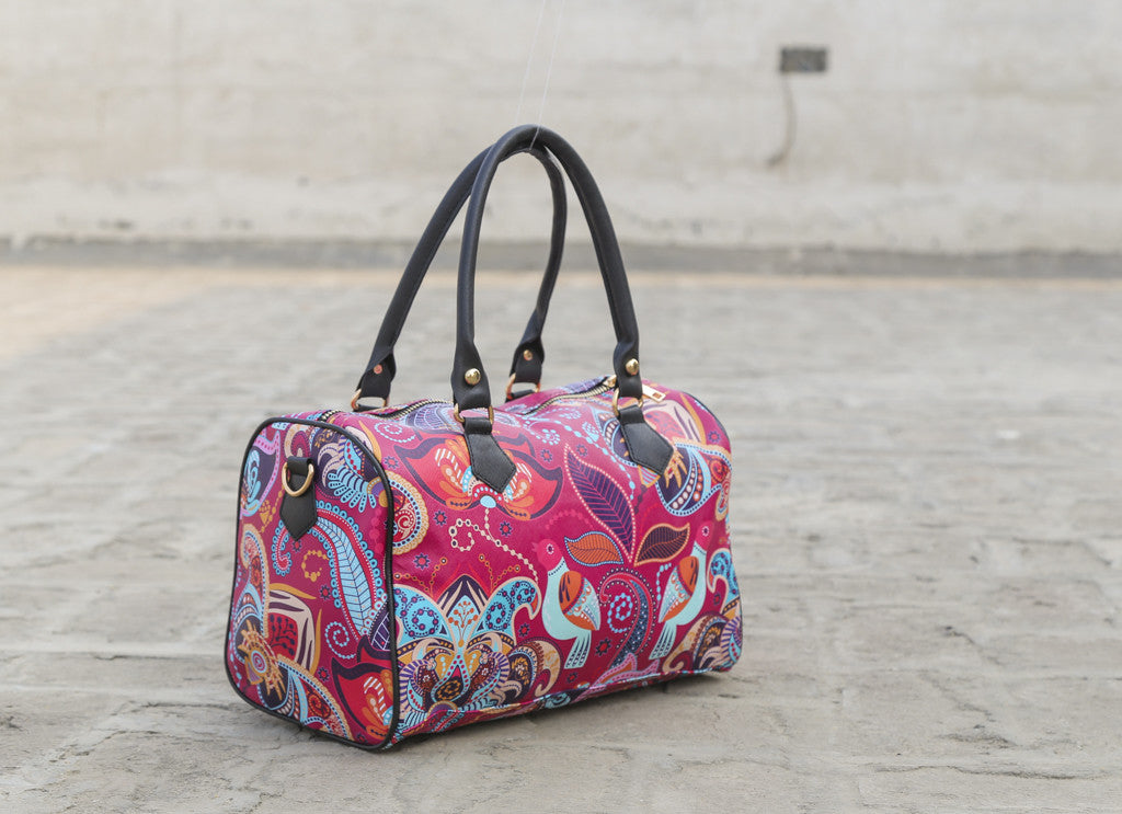 Pink Printed Duffle Multi Hand Bags